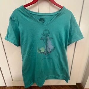 Life is Good Teal Anchor Graphic T-Shirt
